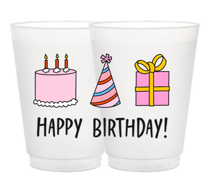 Happy Birthday! (gold)  Frost Flex Cups (12 oz.) ** BULK 100 **