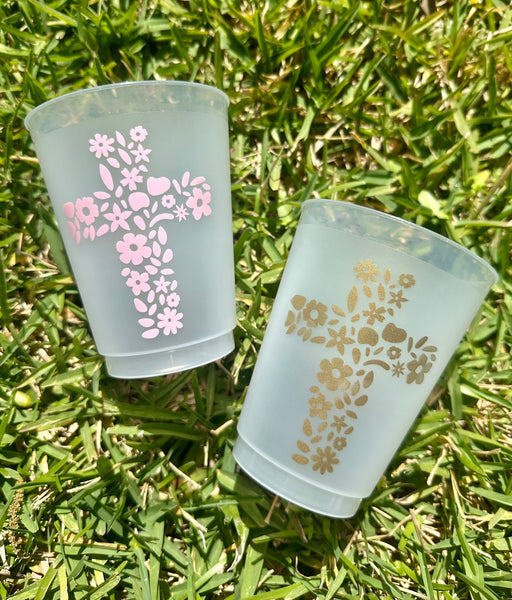 easter floral cross cups