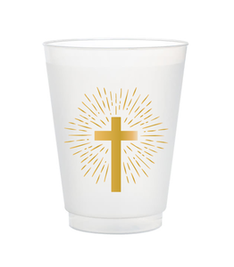 gold cross plastic cups