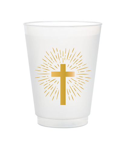 gold cross plastic cups