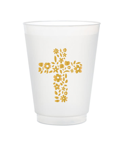 gold floral cross cups