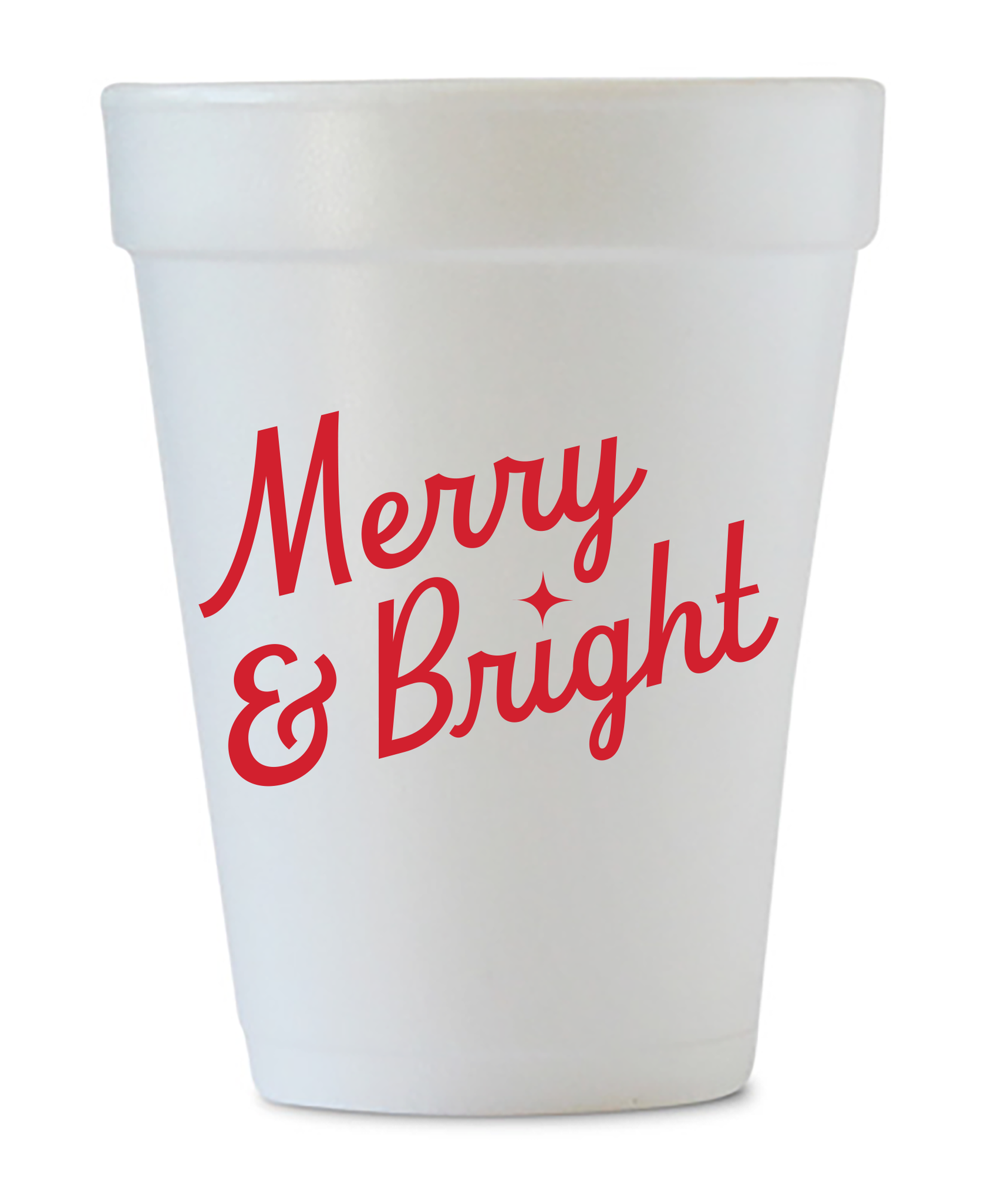 merry & bright styrofoam cups